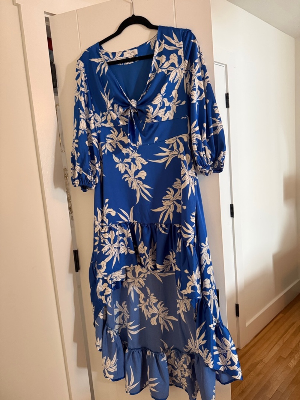Alexis Royal Blue and White Floral High-Low Dress